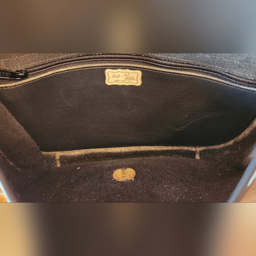 Vintage High Art Leather New York Saddle Bag Blue Grey Crossbody - Picture 4 of 13
